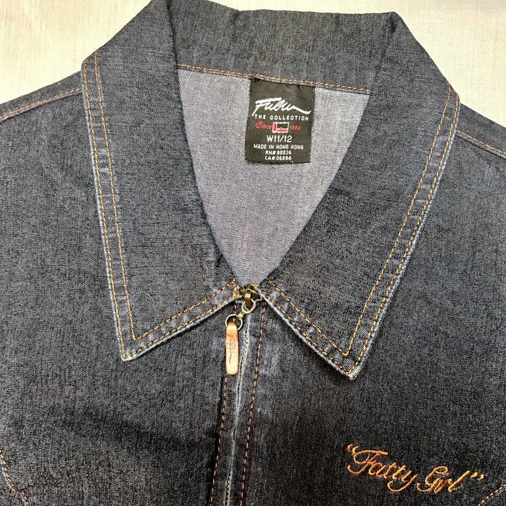 Fubu Denim Mini Dress Women 11/12 Dark Blue Fatty Girl Embroidery Grommet Y2K